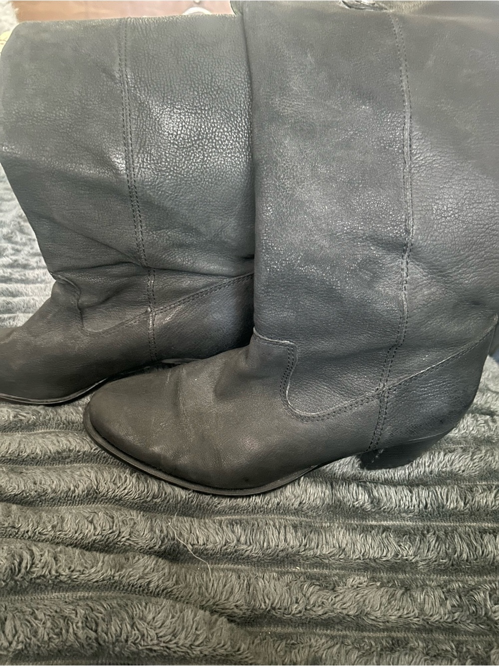 Vince Camuto Black Leather Mid-Calf Women's Boots